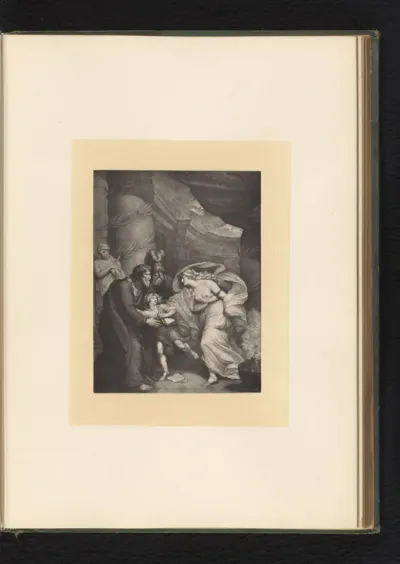 Reproductie van een gravure naar een schilderij van een scène uit Titus Andronicus