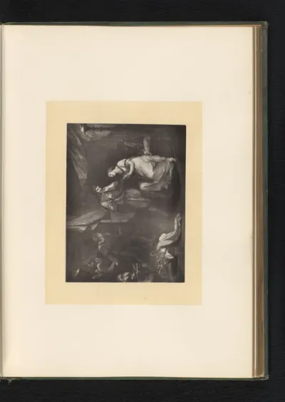 Reproductie van een gravure naar een schilderij vvan een scène uit Troilus and Cressida
