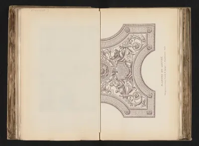 Reproductie van een gravure van een plafonddeel in het Louvre