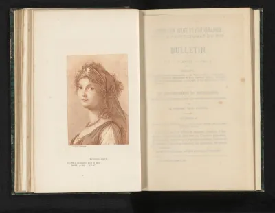 Reproductie van een gravure van koningin Louise