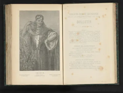Reproductie van een gravure van Thamar met een sluier