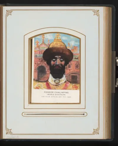 Reproductie van een pastel van Feodor Schaljapin als Boris Bodunow naar Arthur Stadler