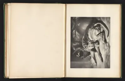 Reproductie van een prent naar een schilderij van een slapende bloedhond door Edwin Landseer