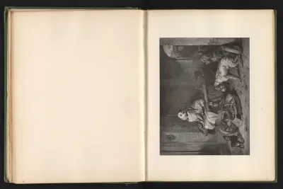 Reproductie van een prent naar een schilderij van honden bij een kruiwagen door Edwin Landseer