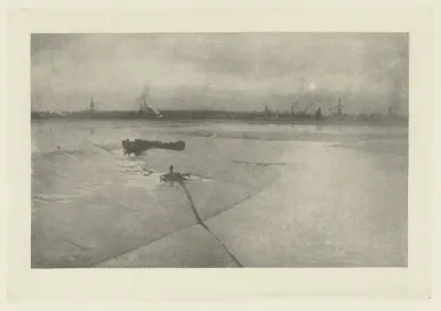 Reproductie van een schilderij, gezicht op de kust bij Great Yarmouth