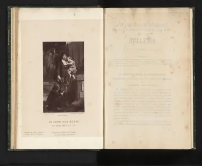 Reproductie van een schilderij van de dag van de doden in Pisa door P.A. Cot