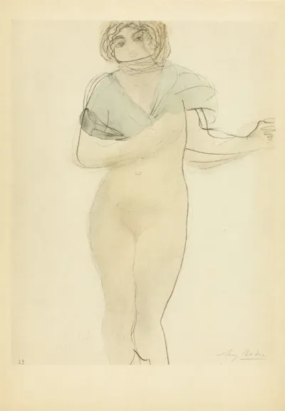 Reproductie van een tekening door Auguste Rodin