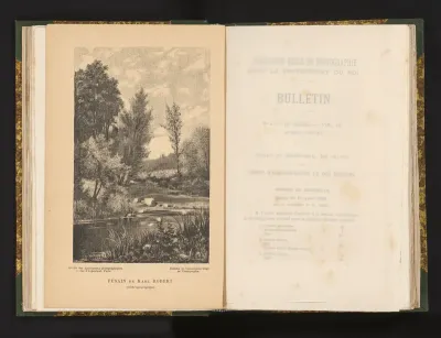 Reproductie van een tekening van de rivier Le Fusain door Karl Robert