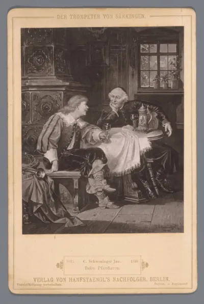 Reproductie van het schilderij 'Beim Pfarrherrn' door C. Schweninger Jr., ter illustratie bij 'Der Trompeter von Säckingen'