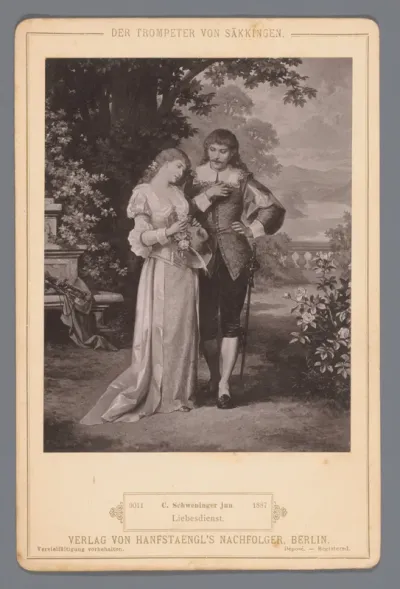 Reproductie van het schilderij 'Liebesdienst' door C. Schweninger Jr., ter illustratie bij 'Der Trompeter von Säckingen'