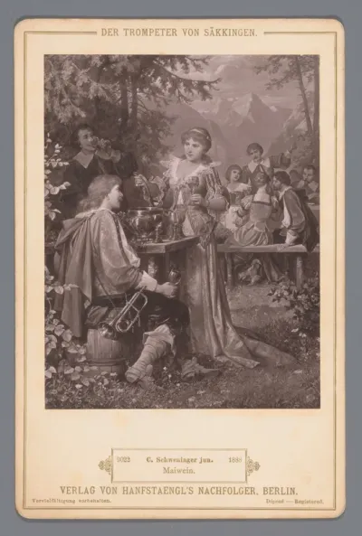 Reproductie van het schilderij 'Maiwein' door C. Schweninger Jr., ter illustratie bij 'Der Trompeter von Säckingen'
