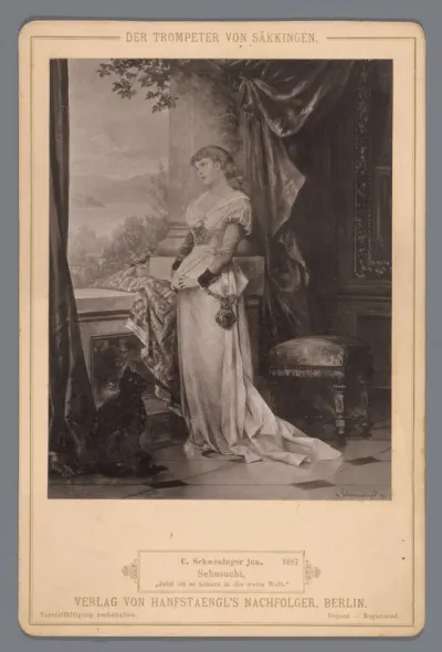 Reproductie van het schilderij 'Sehnsucht' door C. Schweninger Jr., ter illustratie bij 'Der Trompeter von Säckingen'