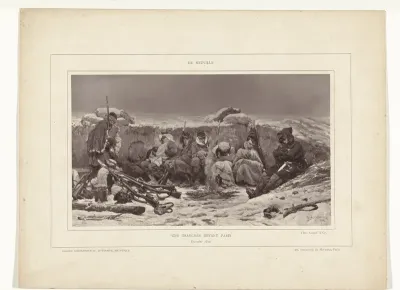 Reproductie van het schilderij 'Une tranchée devant Paris' door Alphonse de Neuville