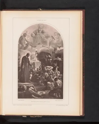 Reproductie van Saint Vincent de Paul remène des galéries à la foi door Jean-Jules-Antoine Lecomte du Noüy