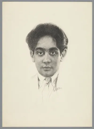 Reproductie van tekening met portret van Karamjit Singh Sahib Bahadur, prins van Kapurthala, door Willem Witsen