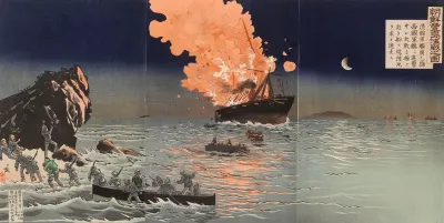 Rescue from a Burning Warship. A Scene from the War Between China and Japan