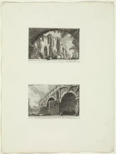 Restanten van de Porticus Aemilia en gezicht op de Ponte Rotto te Rome