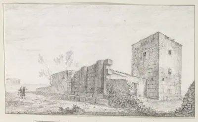 Resten van Esculaap tempel (Tempio di Esculapio) buiten muren van het oude Agrigento