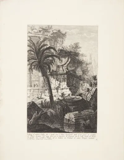 Rester af antikke bygninger, blandt hvilke står et gravmæle i porfyr for Marcus Agrippa, men som i dag fungerer som gravsted for Clement XII ...