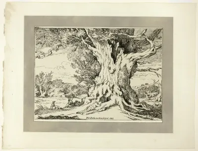 Resting, Men and Dogs Under a Big Tree, from the first issue of Specimens of Polyautography