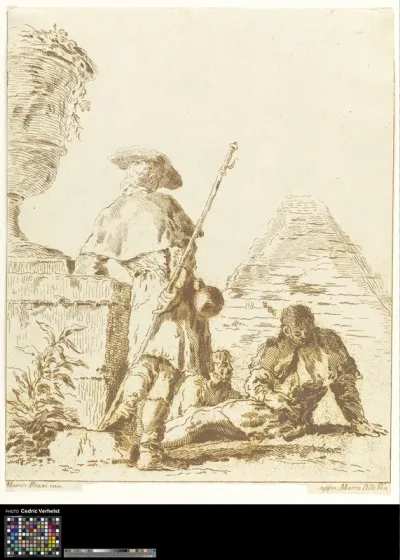 Resting near the pyramid