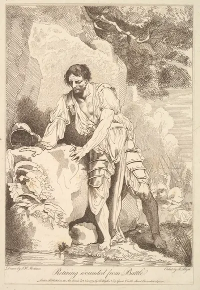 Retiring Wounded from Battle, from "Banditti Variously Employed"