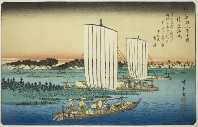 Returning Sails at Gyotoku (Gyotoku no kihan), from the series "Eight Views in the Environs of Edo (Edo kinko hakkei no uchi)"