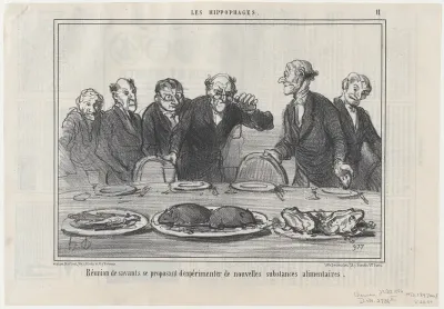 Réunion de savants se proposant..., from Les Hippophages, published in Le Charivari, October 23, 1856