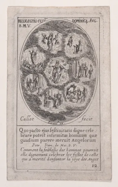 Réunion des fêtes de la Sainte Vierge (Collection of the Feasts Dedicated to the Virgin): The Immaculate Conception, The Visitation, The Birth of Christ, The Presentation at the Temple, The Purification, The Assumption, and the Reception of the Virgi
