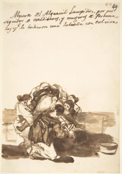 Revenge on Constable Lampiños; page 86 from the "Images of Spain" Album (F) — Goya (Francisco de Goya y Lucientes) Kanvas Tablo