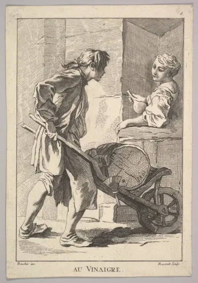 Reverse copy of Au Vinaigre (Vinegar), plate 6 from "Le Cris de Paris" (The Cries of Paris)