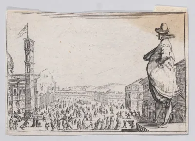 Reverse Copy of La Place du Dome, a Florence (The Piazza del Duomo, in Florence), from "Les Caprices" Series A, The Florence Set