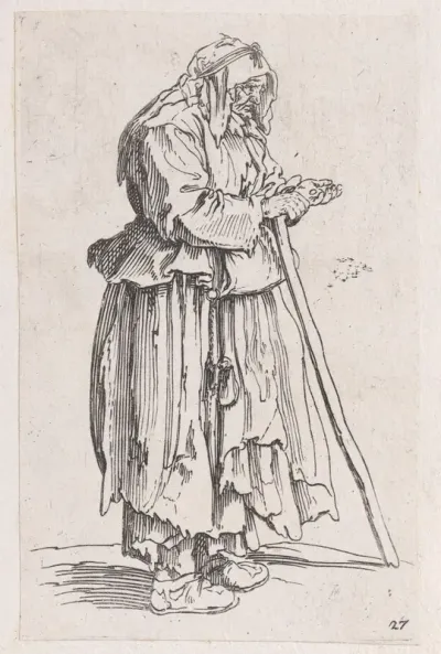 Reverse Copy of Le Gentilhomme Enroulé dans son Manteau Bordé de Fourrures (The Gentleman Wrapped in his Fur Lined Mantle), from La Noblesse (The Nobility)