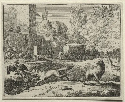 Reynard the Fox:  Reynard Chasing Hens