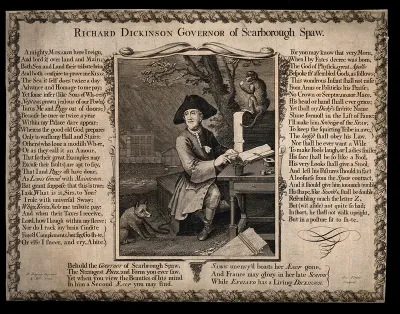 Richard Dickinson, an eccentric man from Scarborough, who imagines he is a king, sitting with his pet fox and monkey
