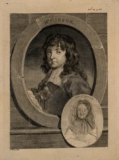 Richard Gibson, a dwarf to Charles I, with a small roundel of Anne Gibson, his wife