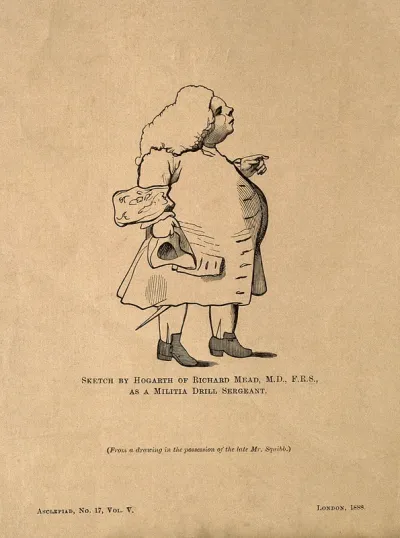 Richard Mead. Reproduction of drawing, 1888, after W. Hogarth