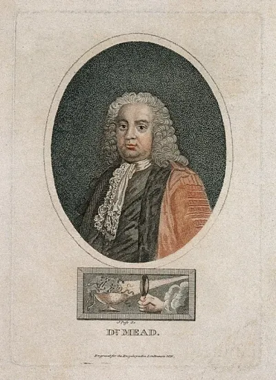 Richard Mead. Stipple engraving by J. Pass, 1816, after A. Ramsay