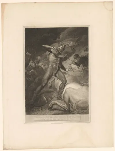 Richard Neville doodt zijn paard om trouw te zweren aan Eduard IV voor de Slag bij Towton
