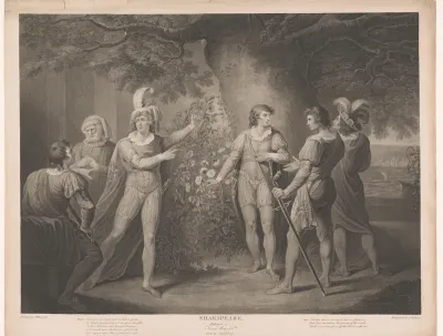 Richard Plantagenet en de graaf van Somerset bij rozenstruiken