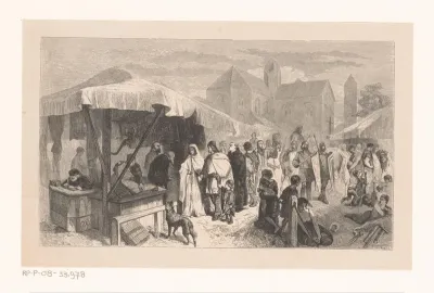 Ridders op een markt