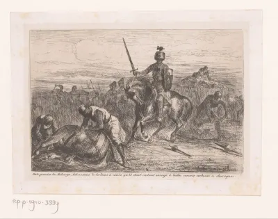 Ridders vechten op een slagveld