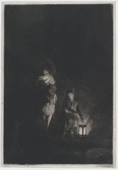 Rider and boy with lantern