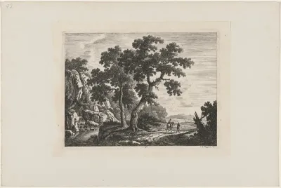 Rider on a Path by a Waterfall