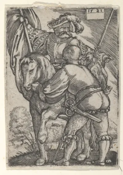 Riding Standard Bearer and a Foot Soldier