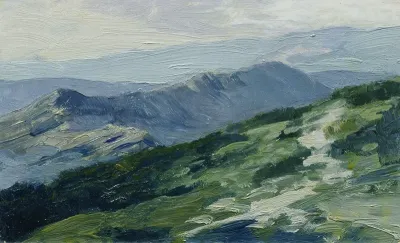 Riesengebirge (aus der Mappe „16 Ansichten tschechischer Landschaften 'Česka Krajiná'“)