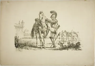 Rifleman Mounting a Horse