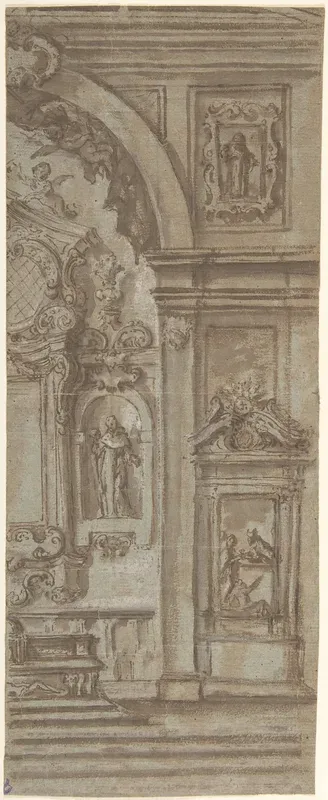 Right Half of a Wall Elevation with a Church Altar