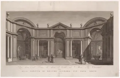 Right side of the portico in the courtyard of the Museo Pio-Clementino, from "Veduta generale in prospettiva del cortile nel Museo Pio-Clementino"