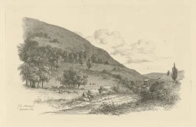Rijtuig in een landschap